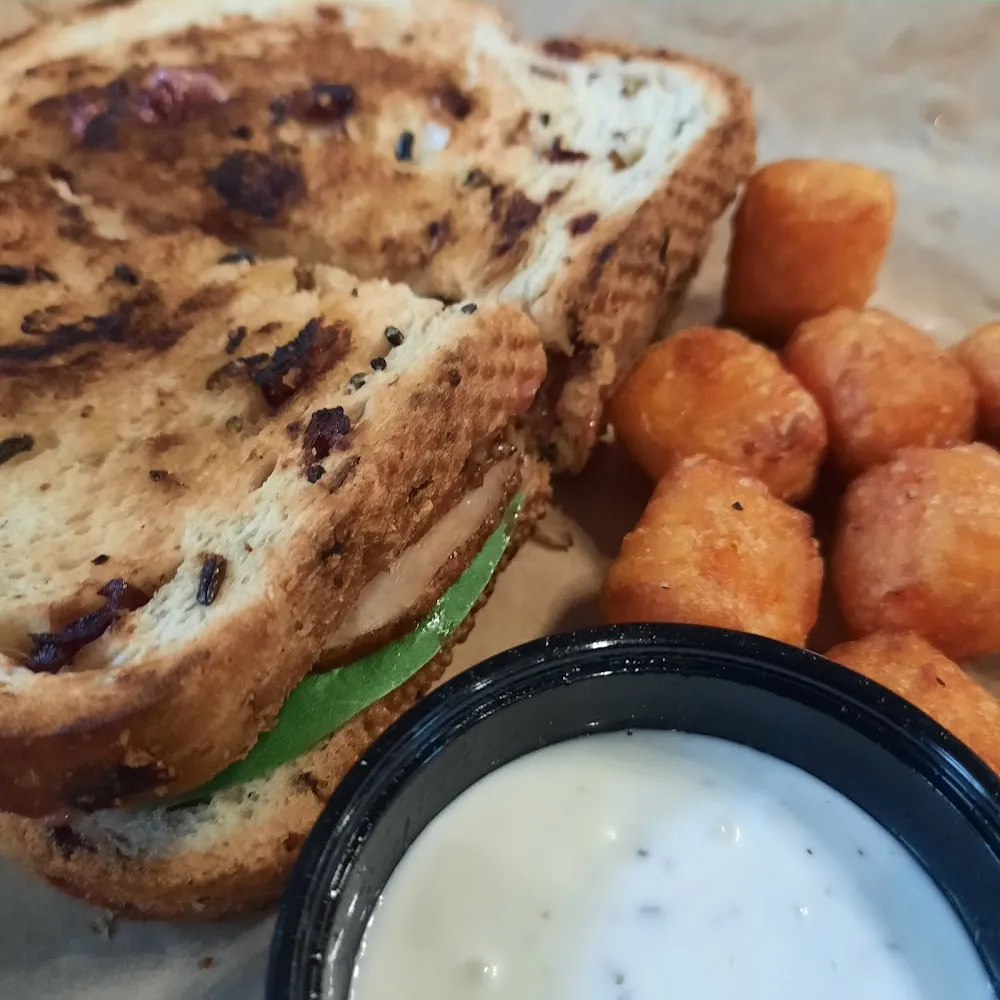Cranberry Turkey Melt with Sweet Potato Tots